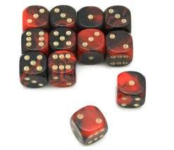 Tout Pour le Jeu Dé 16 mm marbré noir rouge points dorés