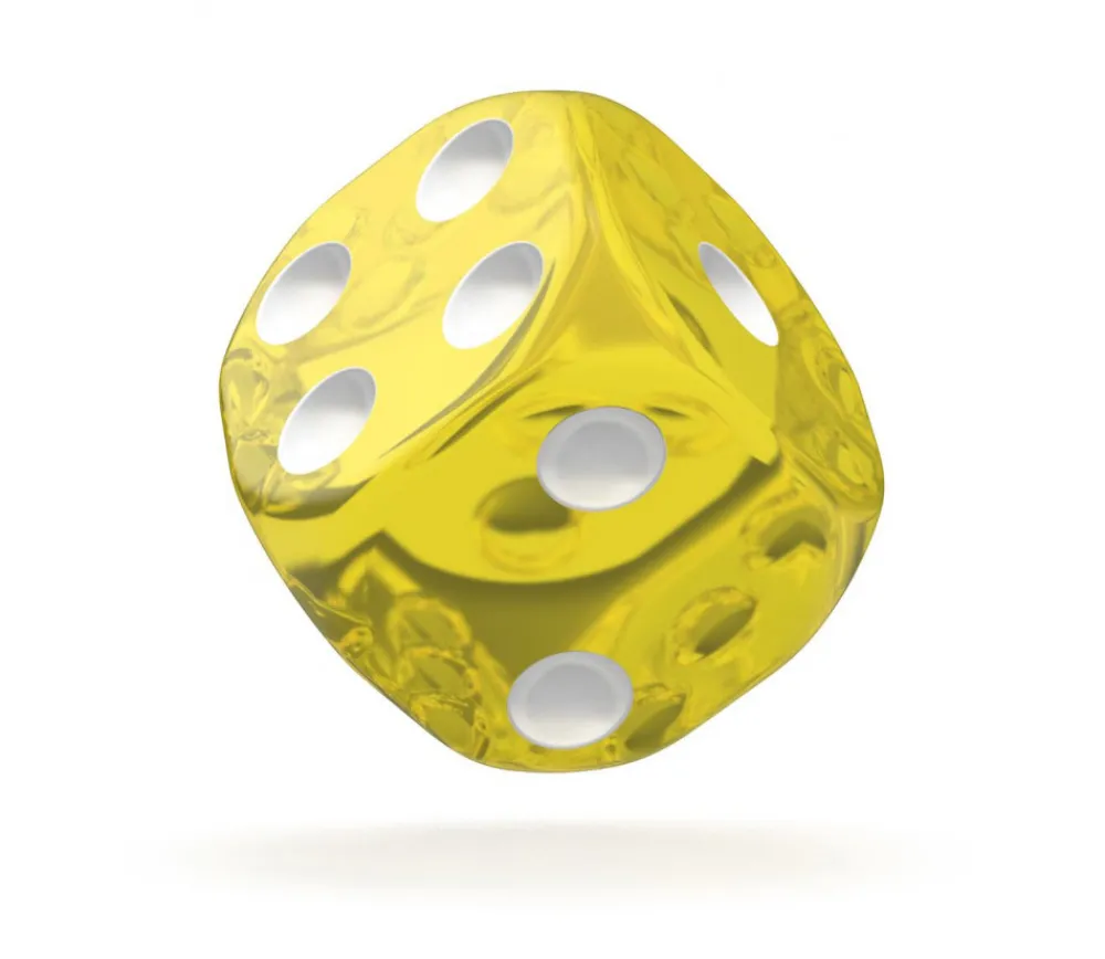 Tout Pour le Jeu Dé 16 mm translucide jaune points blancs Oakie Doakie