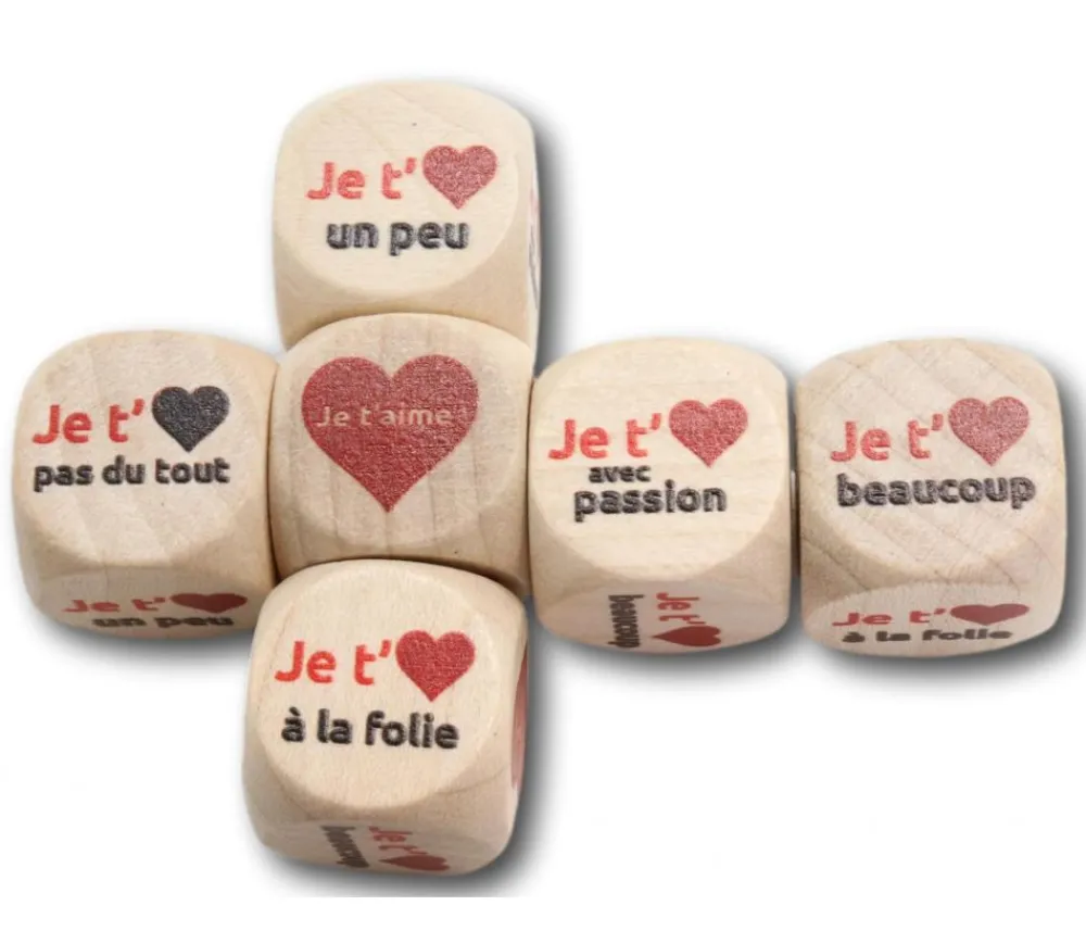 Tout Pour le Jeu Dé Amour Je t'aime en bois 20 mm
