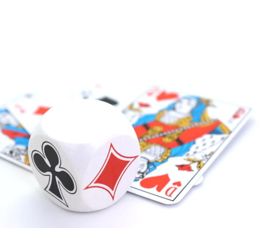 Tout Pour le Jeu Dé Belote bois blanc 3 cm atout symbole des cartes modèle 2