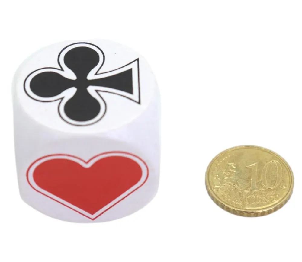 Tout Pour le Jeu Dé Belote bois blanc 3 cm atout symbole des cartes modèle 2