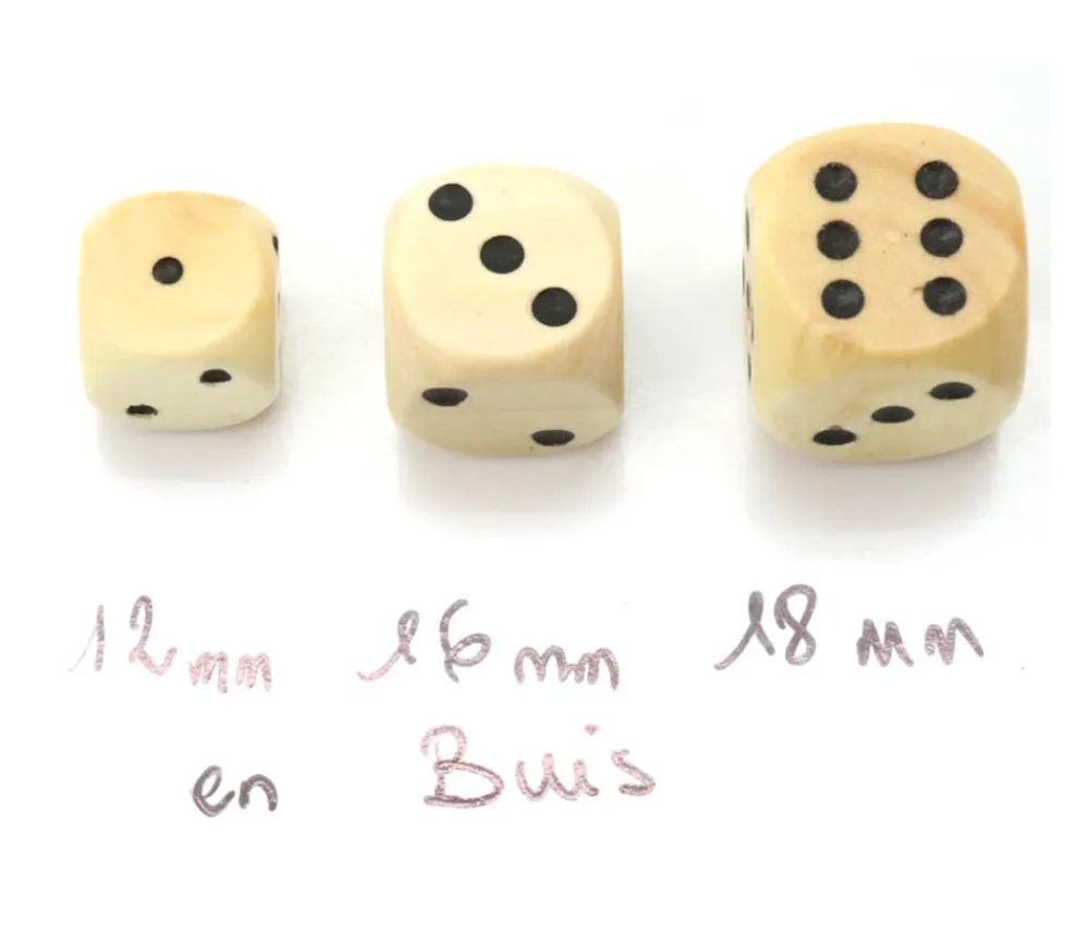 Tout Pour le Jeu Dé bois 12 mm en buis de 1 à 6 pour jeu de société