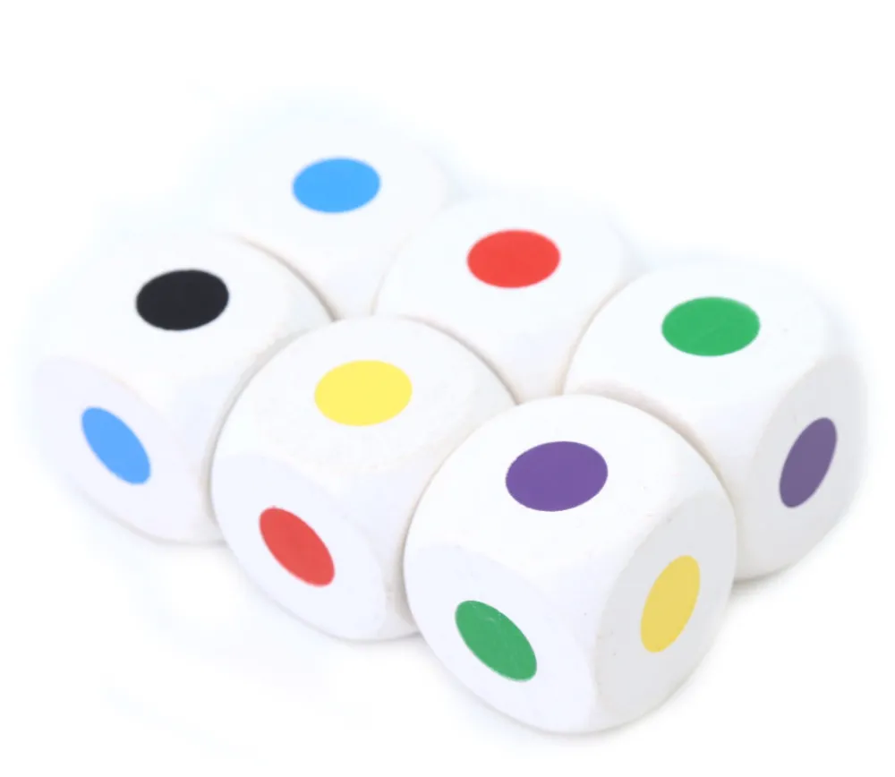 Tout Pour le Jeu Dé bois 6 points couleur 25 mm pour jeu noir violet rouge vert jaune bleu