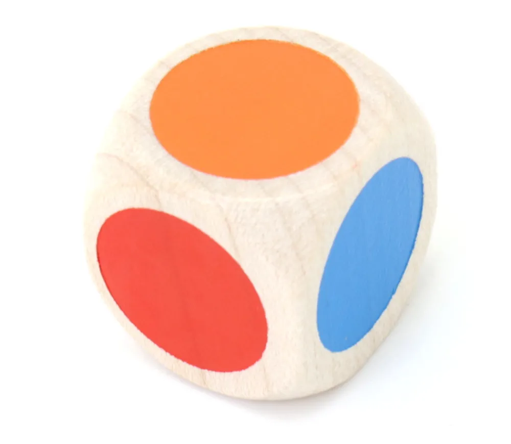 Tout Pour le Jeu Dé bois 6 points couleurs 20 mm rouge, vert, jaune, bleu, violet, orange