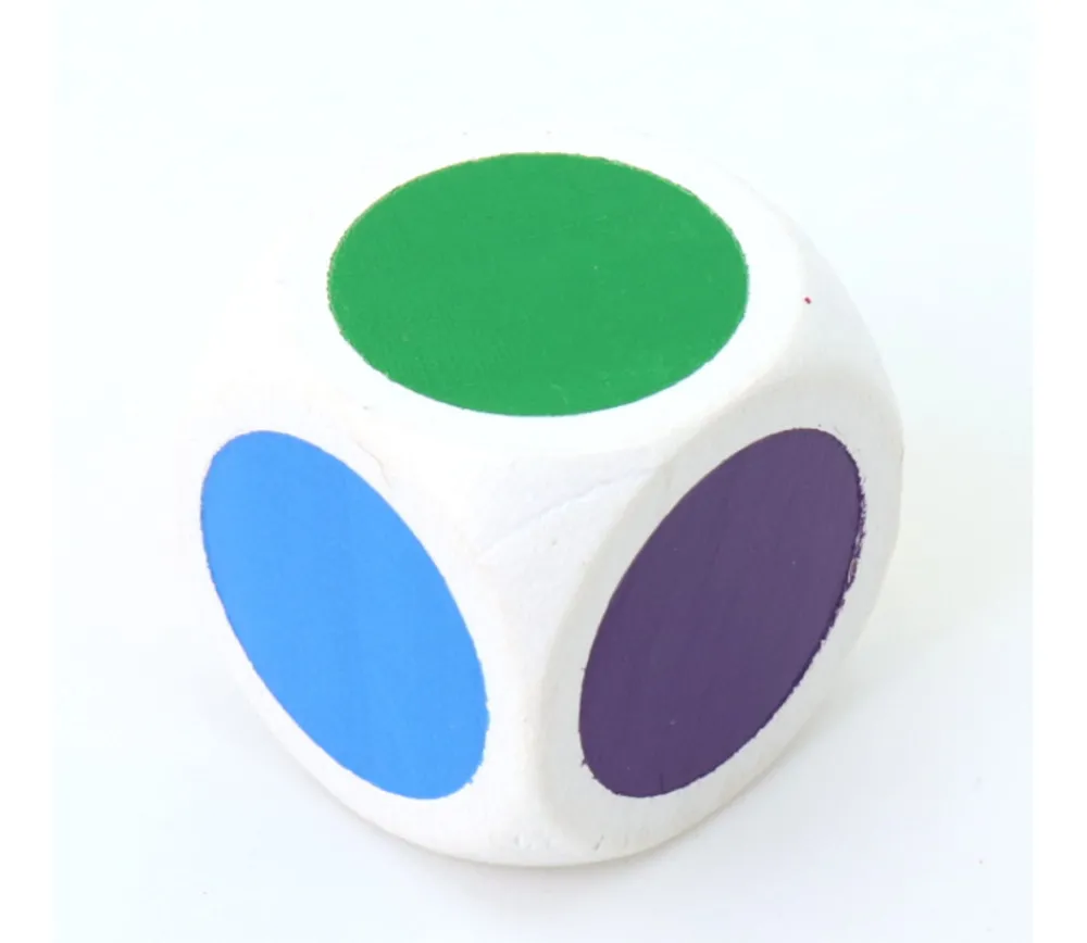 Tout Pour le Jeu Dé bois 6 points couleurs 20 mm rouge, vert, jaune, bleu, violet, orange