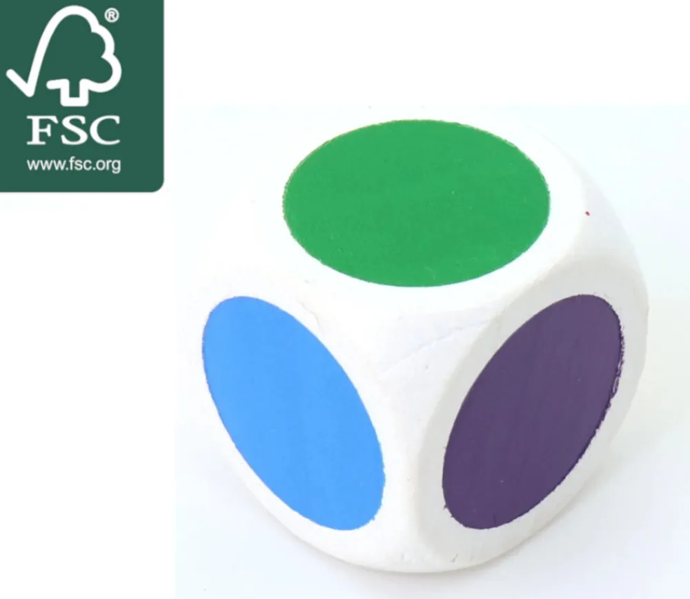 Tout Pour le Jeu Dé bois 6 points couleurs 20 mm rouge, vert, jaune, bleu, violet, orange