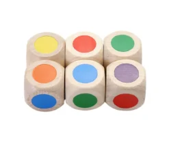 Tout Pour le Jeu Dé bois 6 points couleurs 16 mm rouge, vert, jaune, bleu, violet et orange