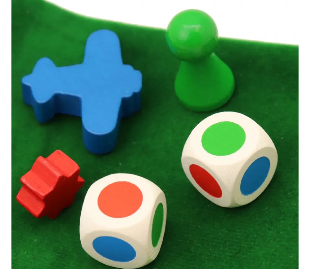 Tout Pour le Jeu Dé bois faces 3 couleurs 16 mm rouge, vert, bleu, rouge, vert, bleu