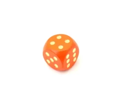 Tout Pour le Jeu Dé bois orange 16 mm points dorés de 1 à 6 pour jeu de société