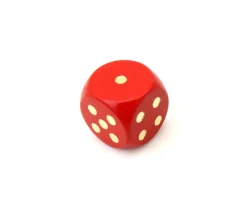 Tout Pour le Jeu Dé bois rouge 16 mm points dorés de 1 à 6 pour jeu de société