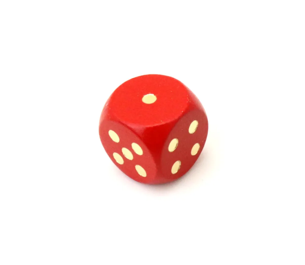 Tout Pour le Jeu Dé bois rouge 16 mm points dorés de 1 à 6 pour jeu de société