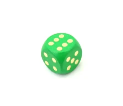 Tout Pour le Jeu Dé bois vert 16 mm points dorés de 1 à 6 pour jeu de société