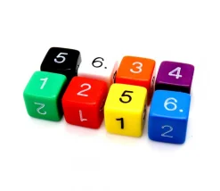 Tout Pour le Jeu Dé chiffre 15 mm BLANC coins droits D6 chiffres 1 à 6