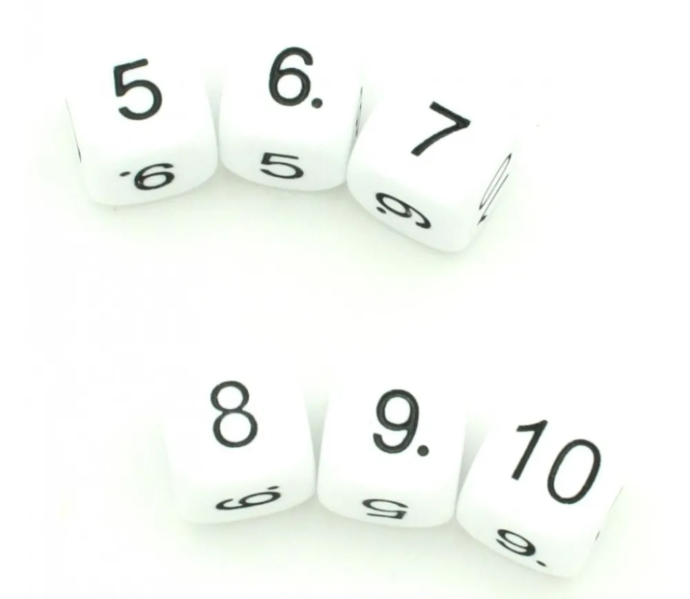 Tout Pour le Jeu Dé chiffres 5 6 7 8 9 10. Taille 16 mm en BLANC