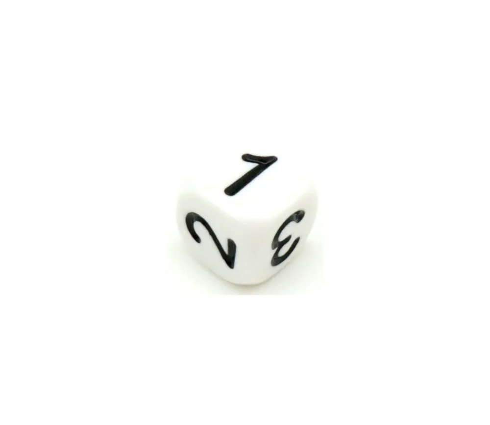 Tout Pour le Jeu Dé chiffres 123456 en 16 mm BLANC écriture noire