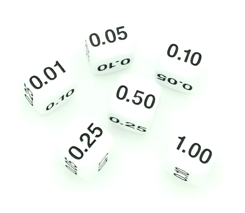 Tout Pour le Jeu Dé décimal 0.01, 0.05, 0.25, 0.10, 0.50, 1