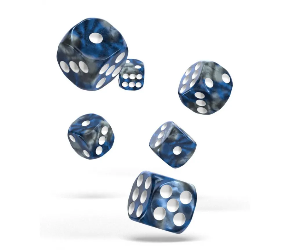 Tout Pour le Jeu Dé design 16 mm marbré bleu et gris Oakie Doakie
