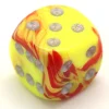 Tout Pour le Jeu Dé design jaune rouge peps effet artistique 15 mm points argentés