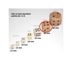 Tout Pour le Jeu Dé en bois 30 mm de 1 à 6 pour jeu de société 3 cm