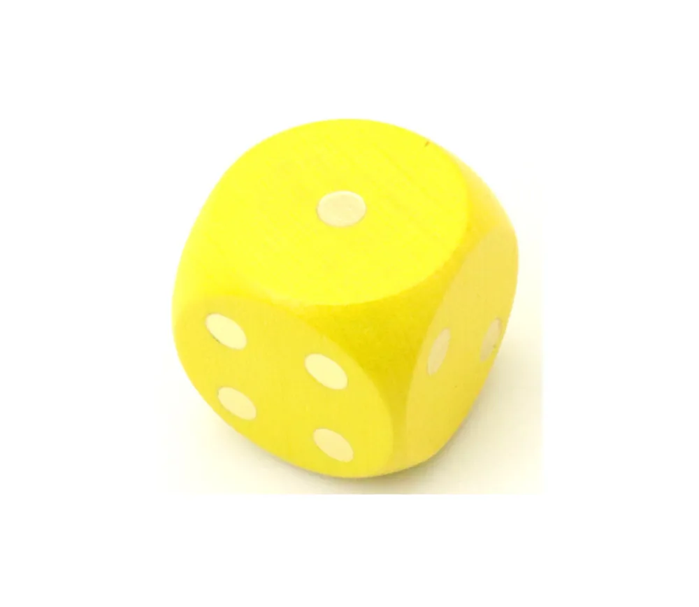 Tout Pour le Jeu Dé en bois 25 mm jaune de 1 à 6 pour jeux