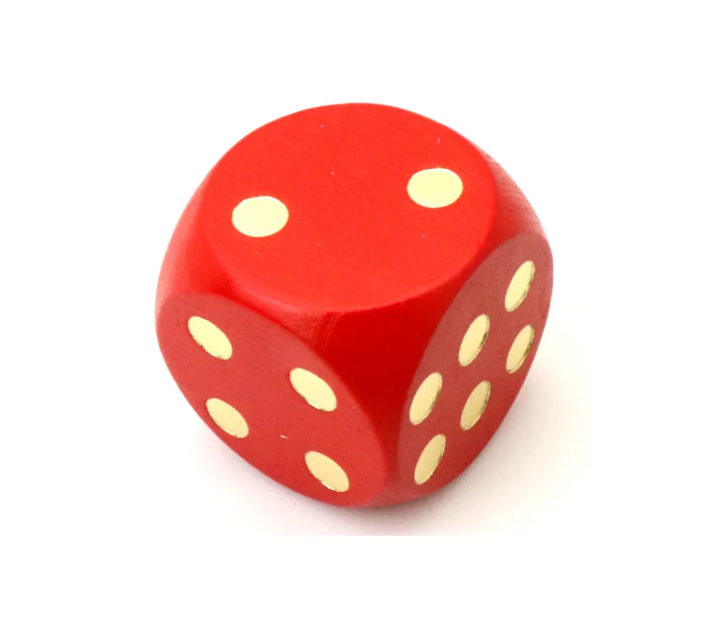 Tout Pour le Jeu Dé en bois 25 mm rouge de 1 à 6 pour jeux