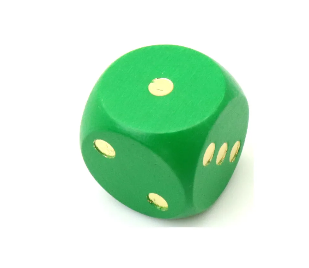 Tout Pour le Jeu Dé en bois 25 mm vert de 1 à 6 pour jeux