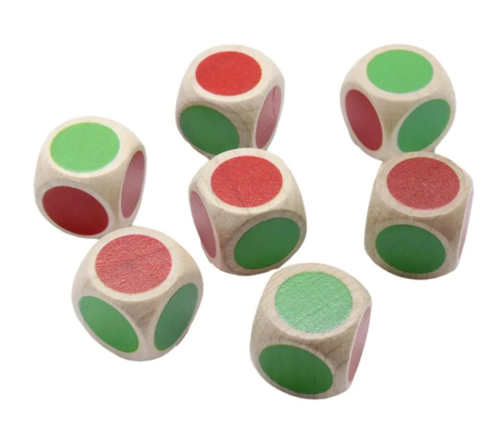 Tout Pour le Jeu Dé en bois bicolore rouge et vert 16 mm