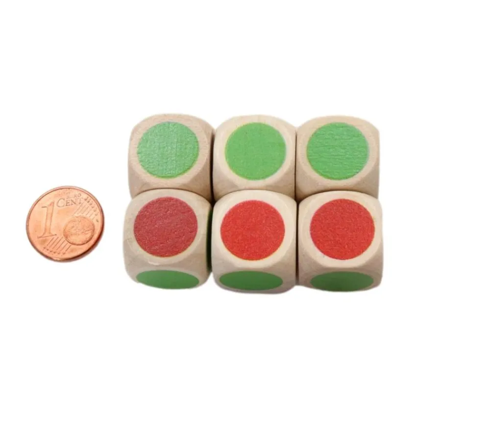 Tout Pour le Jeu Dé en bois bicolore rouge et vert 16 mm