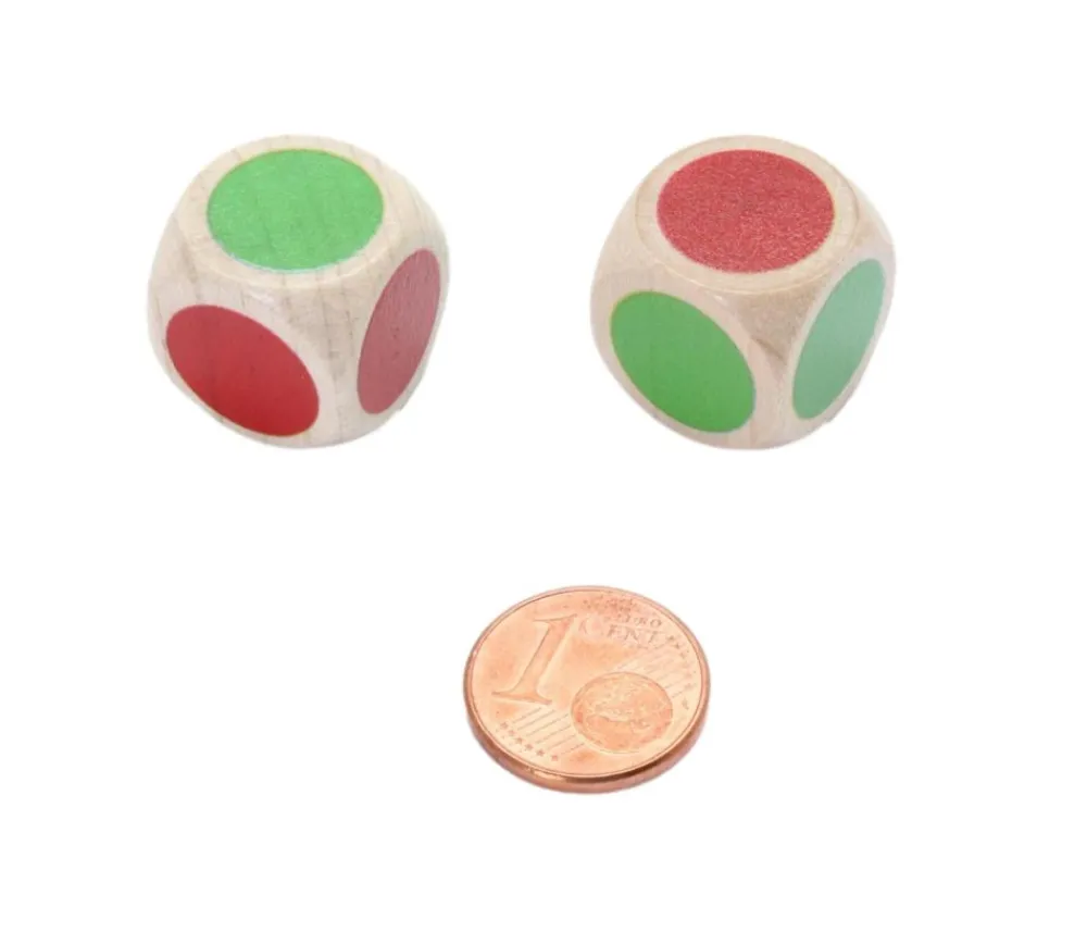 Tout Pour le Jeu Dé en bois bicolore rouge et vert 16 mm