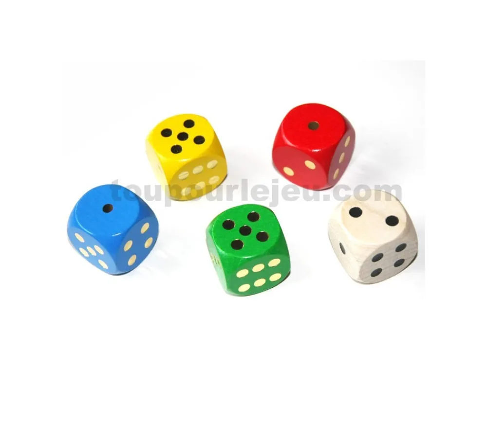 Tout Pour le Jeu Dé en bois coloré de 30 mm de 1 à 6