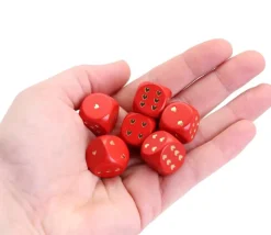Tout Pour le Jeu Dé en bois rouge avec coeurs dorés 1.6 cm Amour