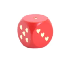 Tout Pour le Jeu Dé en bois rouge avec coeurs dorés 1.6 cm Amour