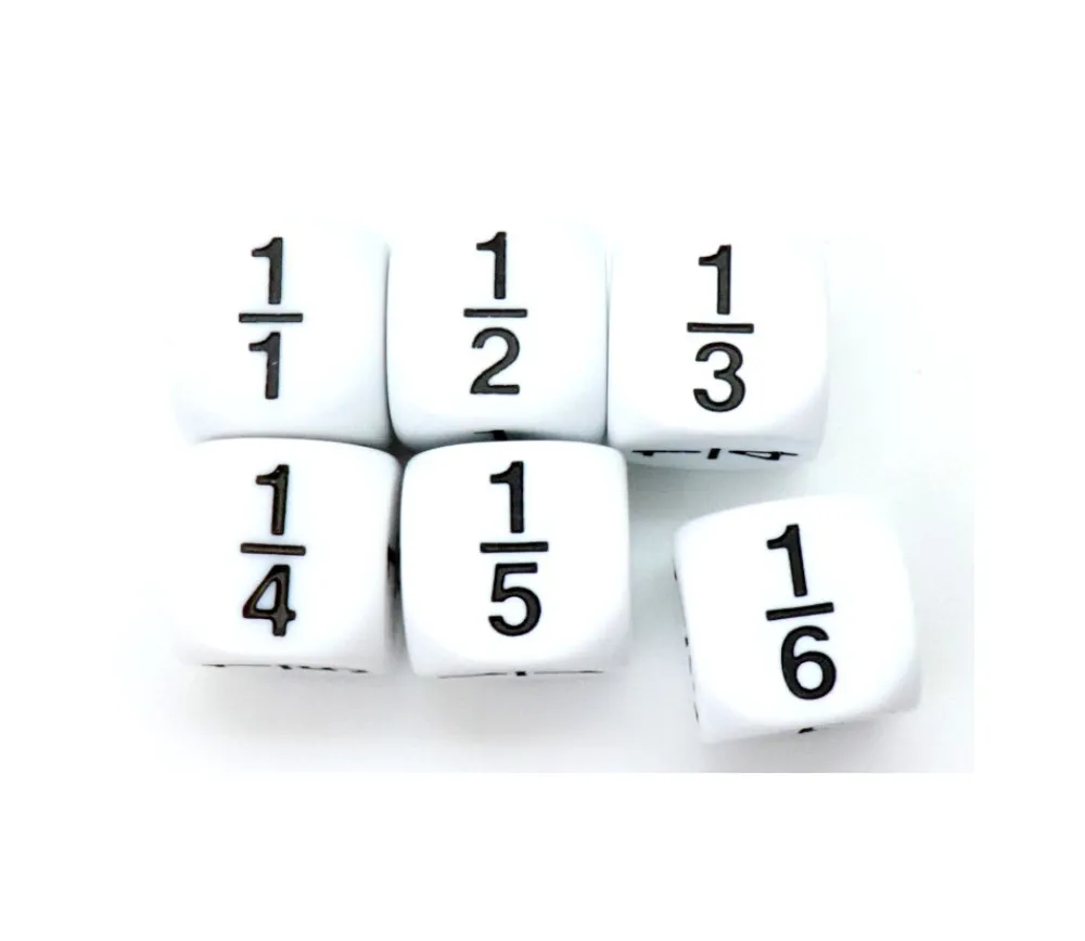 Tout Pour le Jeu Dé fraction 1/1 1/2 1/3 1/4 1/5 1/6 en 16 mm