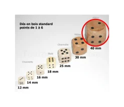Tout Pour le Jeu Dé géant classique en bois 42 mm de 1 à 6 pour jeu de société 4 cm