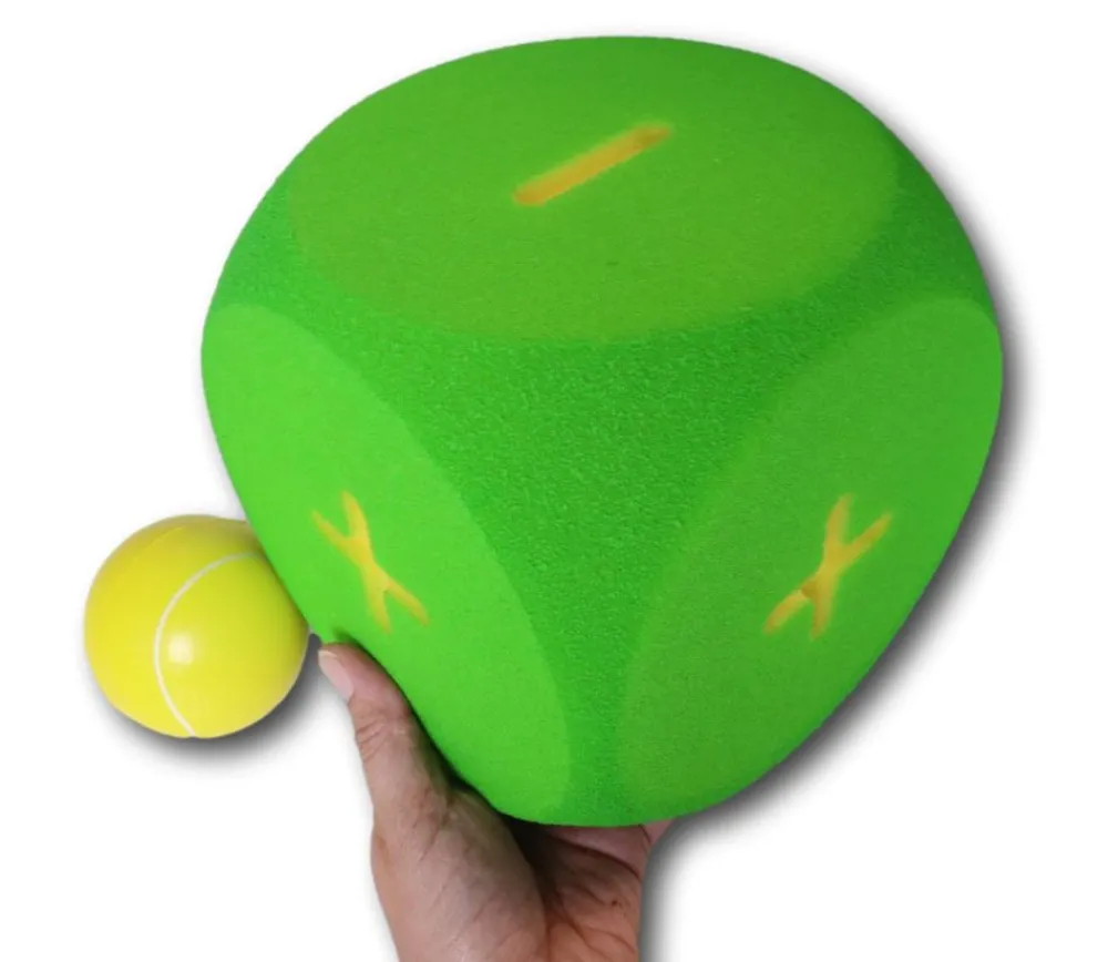 Tout Pour le Jeu Dé géant PLUS MOINS + - mousse 16 cm tactile vert