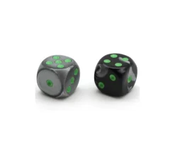 Tout Pour le Jeu Dé mix argent/noir 16 mm points verts