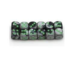 Tout Pour le Jeu Dé mix argent/noir 16 mm points verts
