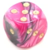 Tout Pour le Jeu Dé mélange rose noir design effet artistique 15 mm points dorés