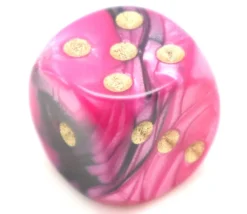 Tout Pour le Jeu Dé mélange rose noir design effet artistique 15 mm points dorés