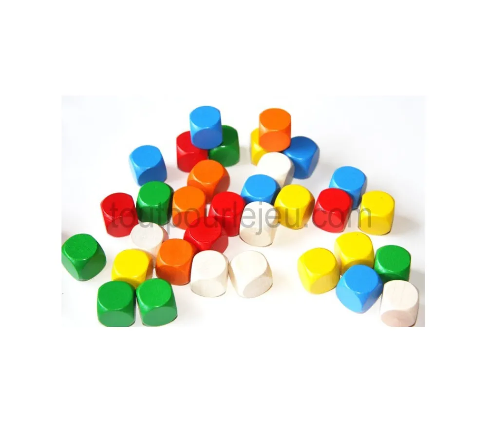 Tout Pour le Jeu Dé neutre bleu 16 mm en bois sans marquage hêtre à l'unité