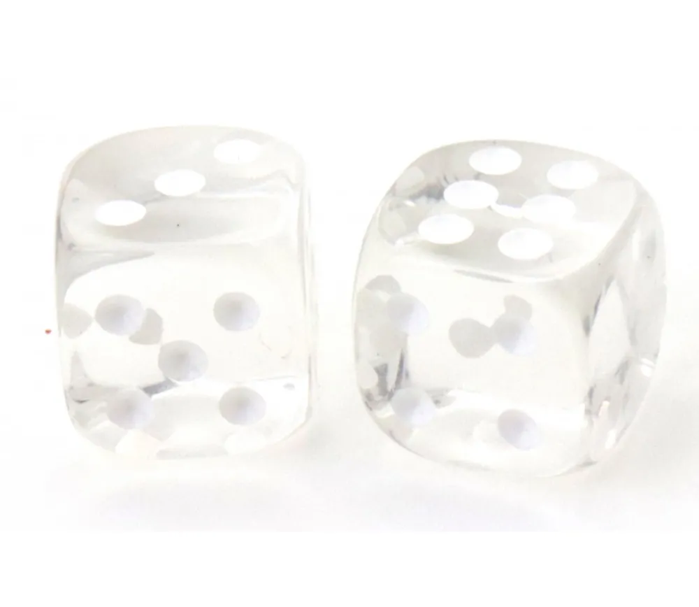 Tout Pour le Jeu Dé translucide transparent blanc 16 mm