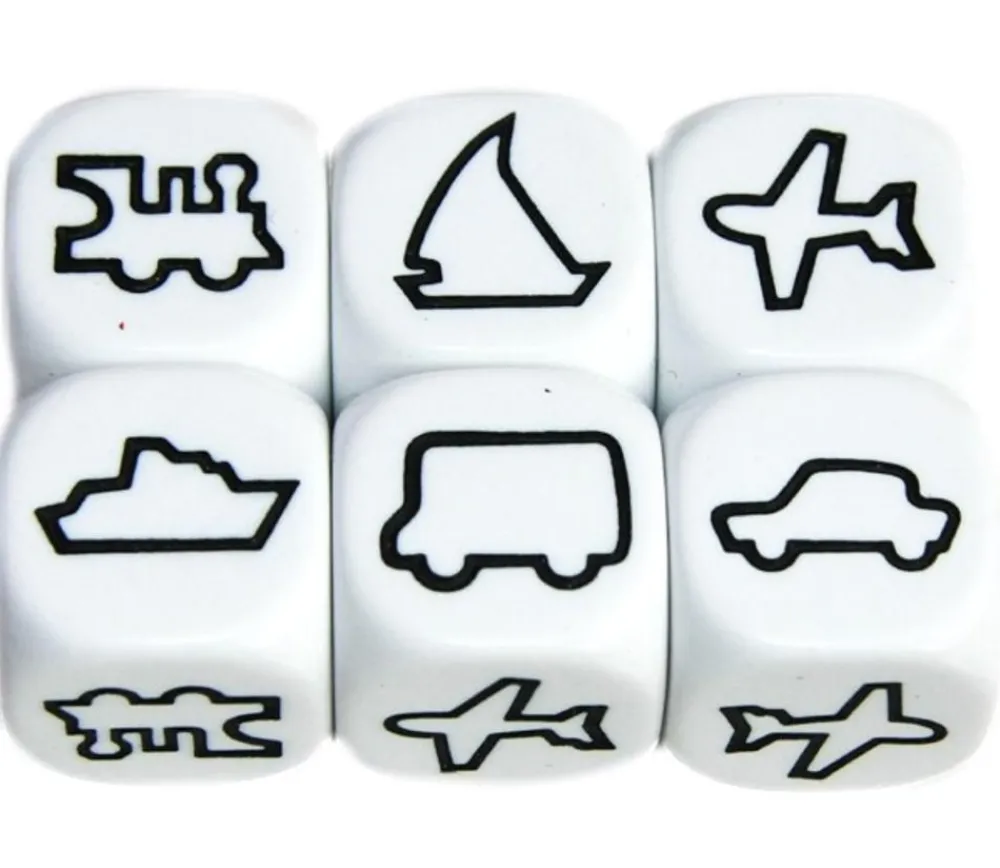 Tout Pour le Jeu Dé Transport : train, bateau à voile, bateau moteur, avion, camion, voiture