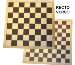 Tout Pour le Jeu Echiquier / damier en bois sérigraphie marron plateau 40 cm cases de 45 mm