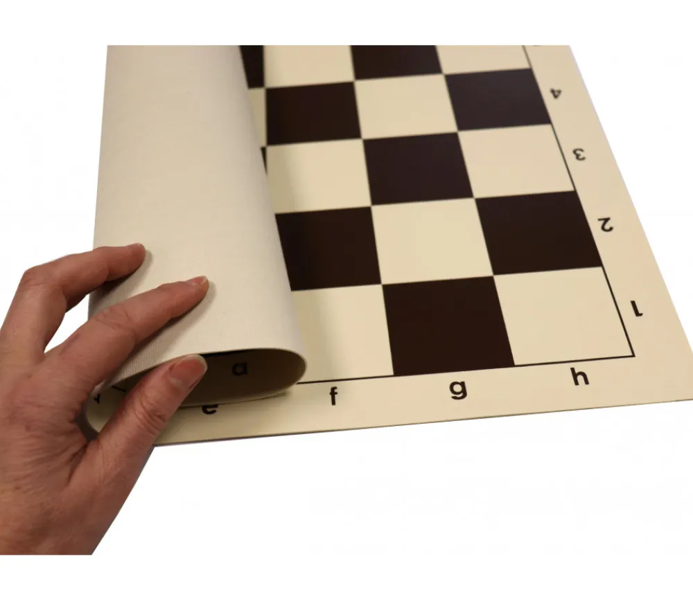 Tout Pour le Jeu Echiquier tapis de jeu roulable 43x43 cm échec marron/blanc