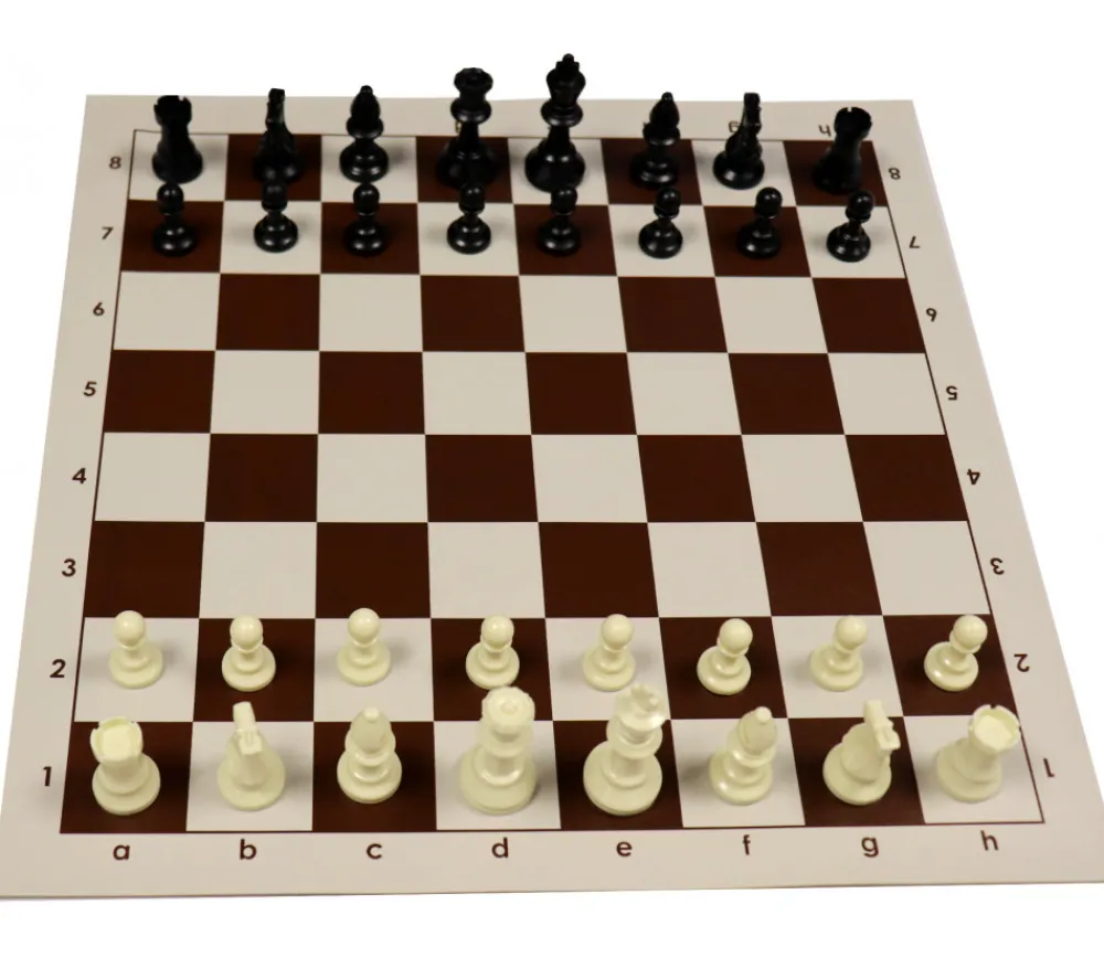 Tout Pour le Jeu Echiquier tapis de jeu roulable 43x43 cm échec marron/blanc