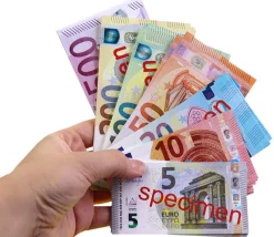 Tout Pour le Jeu Euros factices 44 pièces et billets (22 pièces Re-plastique et 22 billets papier) pour jeux