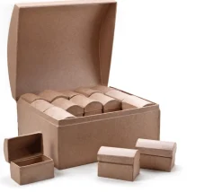 Tout Pour le Jeu Grand Coffre 21x19x13 cm + 30 minis coffres trésor carton