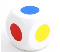 Tout Pour le Jeu Grand Dé bois 30 mm 6 points couleurs orange blanc rouge vert jaune bleu