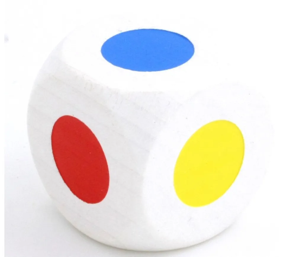 Tout Pour le Jeu Grand Dé bois 30 mm 6 points couleurs orange blanc rouge vert jaune bleu