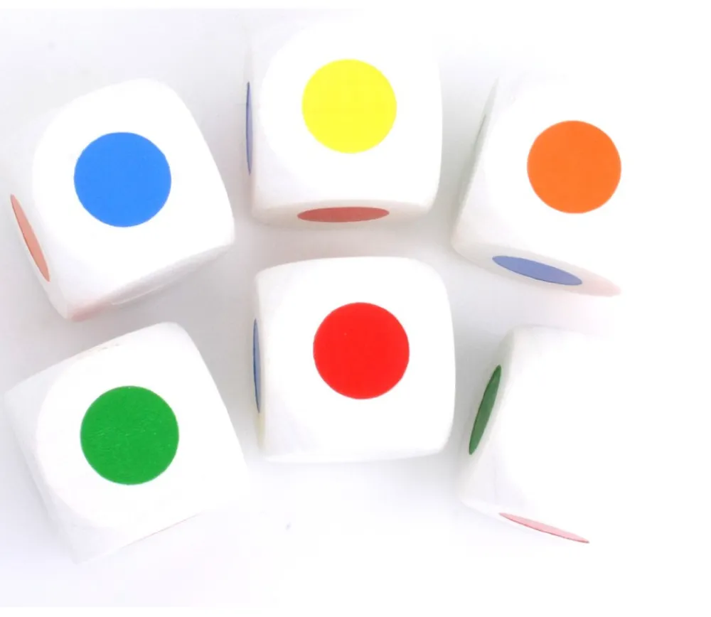 Tout Pour le Jeu Grand Dé bois 30 mm 6 points couleurs orange blanc rouge vert jaune bleu